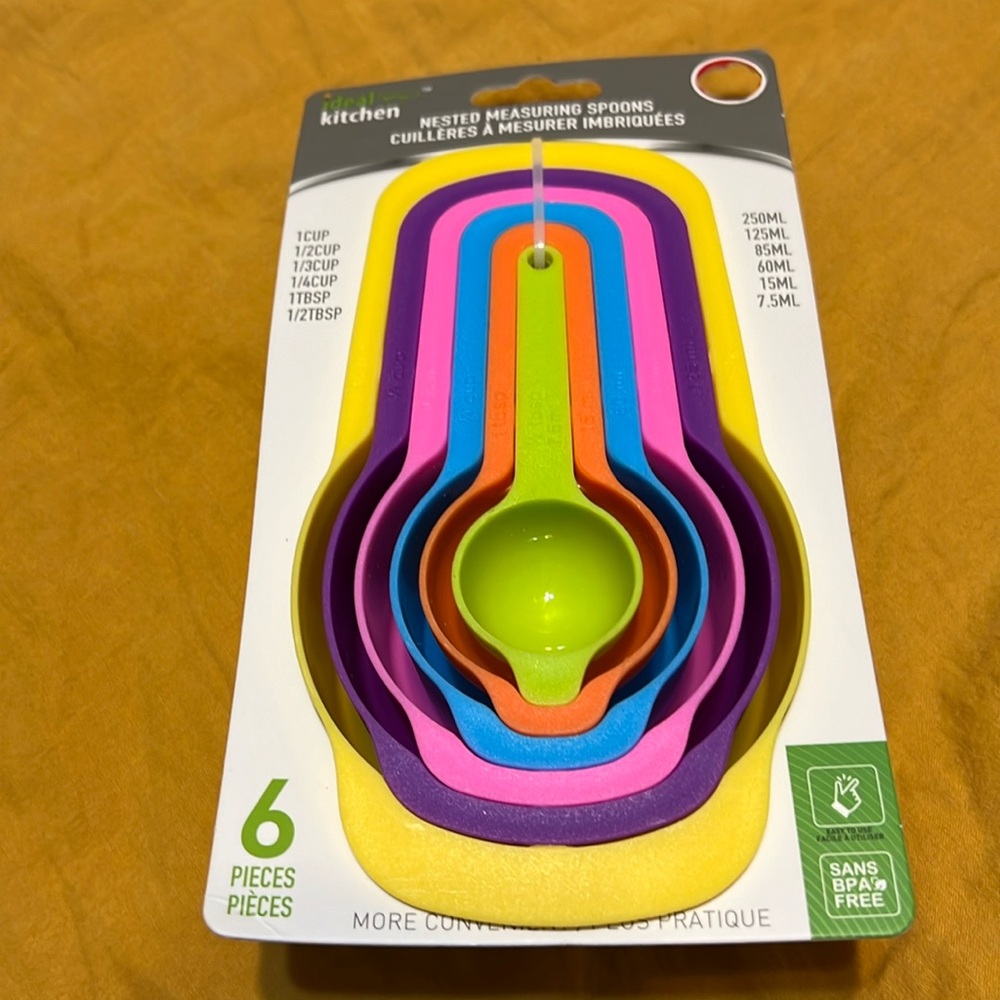 New Ideal Kitchen Nested Measuring Spoons 6 Pieces - Colorful